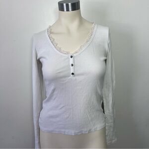 Hollister Women's White Lace Trim Top